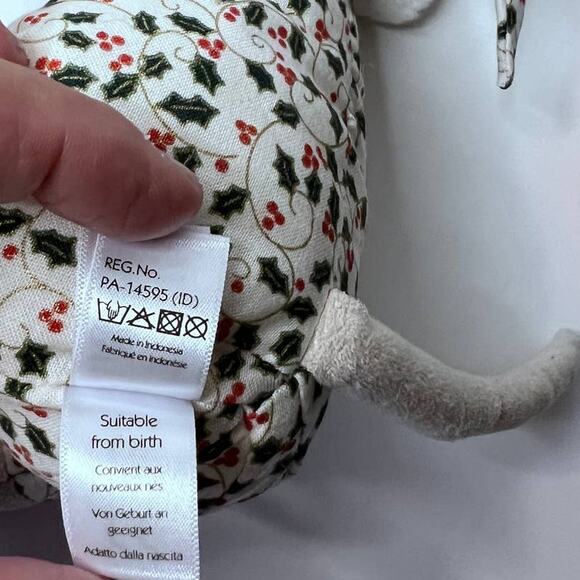 Jellycat London Merry Mouse Bedtime Stuffed Mouse Wearing Holly PJ'S Christmas - Picture 8 of 9